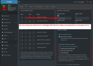 Raspberry Pi unbound pihole dns setting