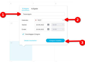 Synology Kalender Ereignis erstellen