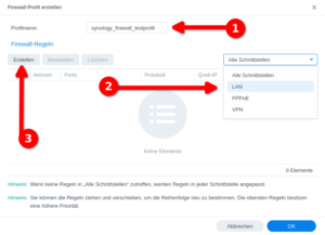 Synology NAS Firewall Profil einrichten