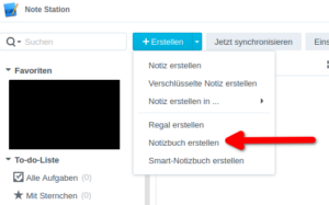 Synology Note Station Test Notizbuch