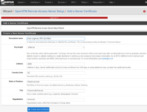 pfSense OpenVPN Serverzertifikat erstellen