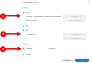 Synology NAS Firewall Firewall-regeln anlegen