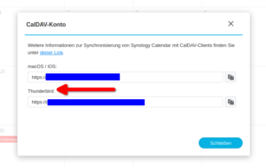 Synology Kalender CalDAV-Adresse