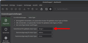 KeePassXC Auto-Type Tastenkombination angeben