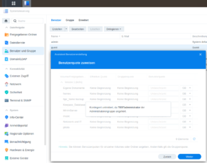 Synology Benutzer Kontingente