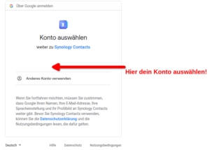 Synology Contacts Adressbuch Google-Konto