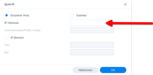 Synology NAS Firewall Quell-IP festlegen