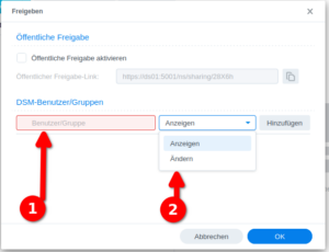 Synology Note Station Freigabe einrichten