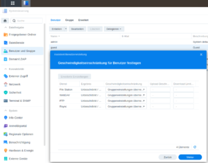 Synology Benutzer Geschwindigkeitsbeschränkung