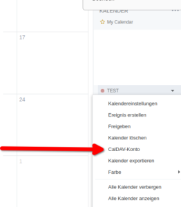 Synology Kalender CalDAV-Konto